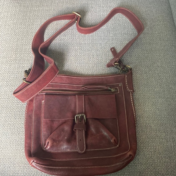 Roots Purse Maroon Leather - Picture 1 of 2